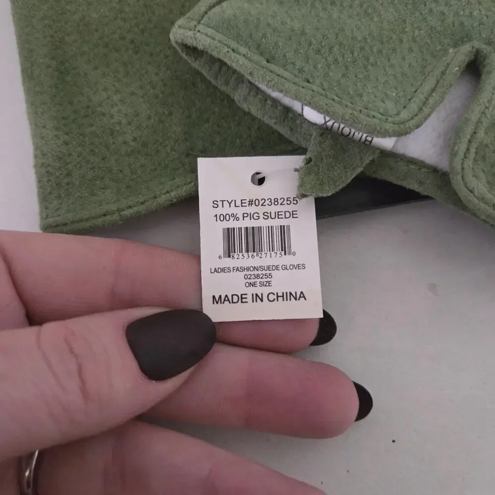 NWT Bijoux Terner | Suede Leather Green Womens Gloves Soft Lining